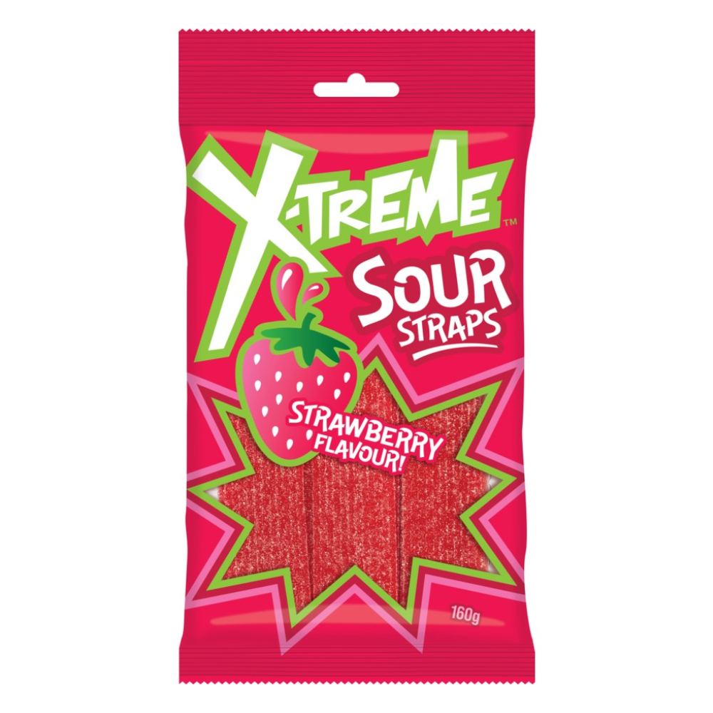 XTREME SOUR STRAPS STRAWBERRY 160G