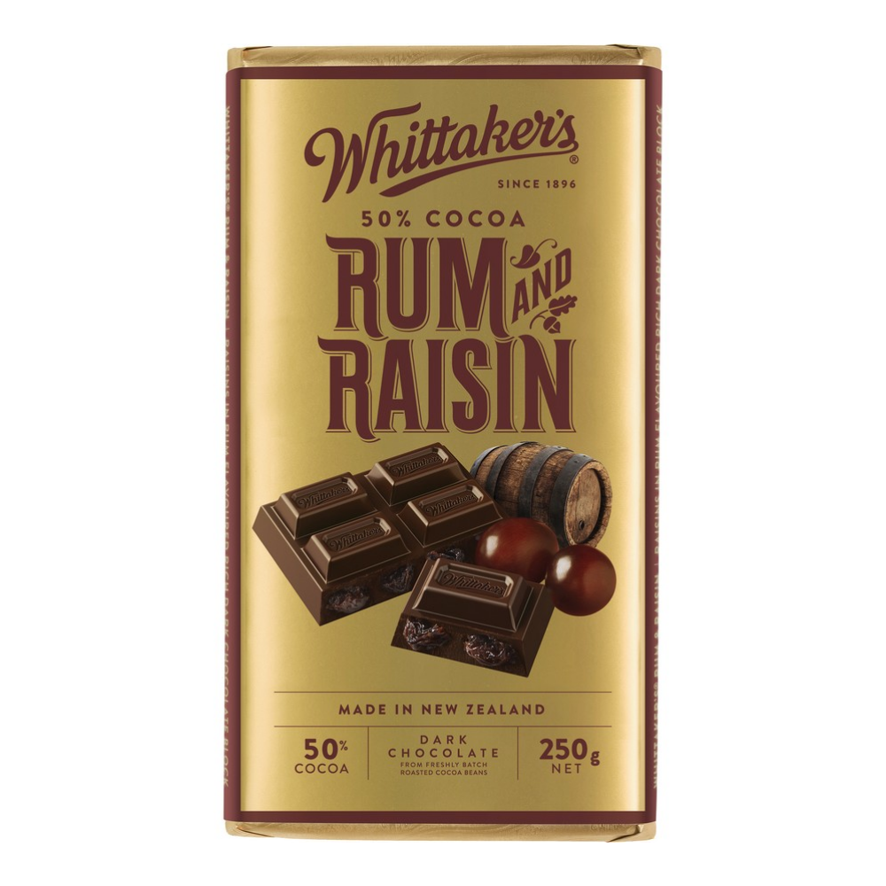WHITTAKER'S BLOCK RUM & RAISIN 250G