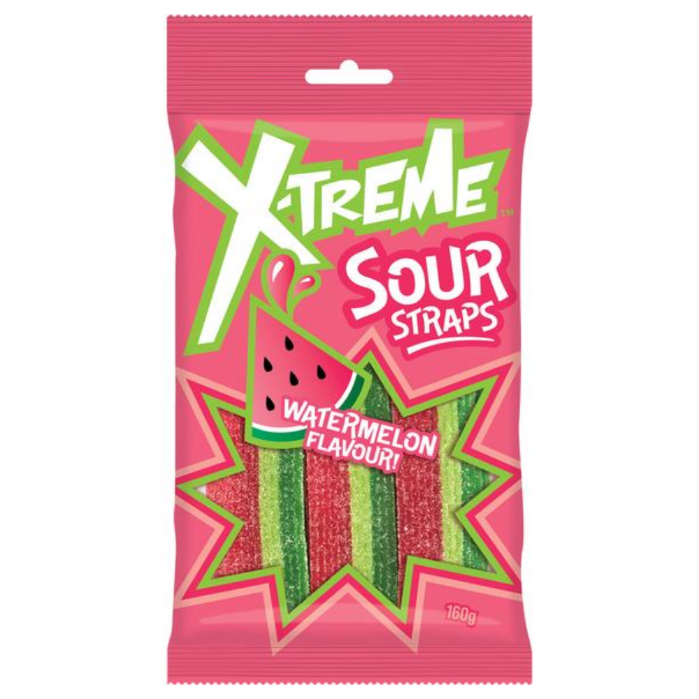 XTREME SOUR STRAPS WATERMELON 160G