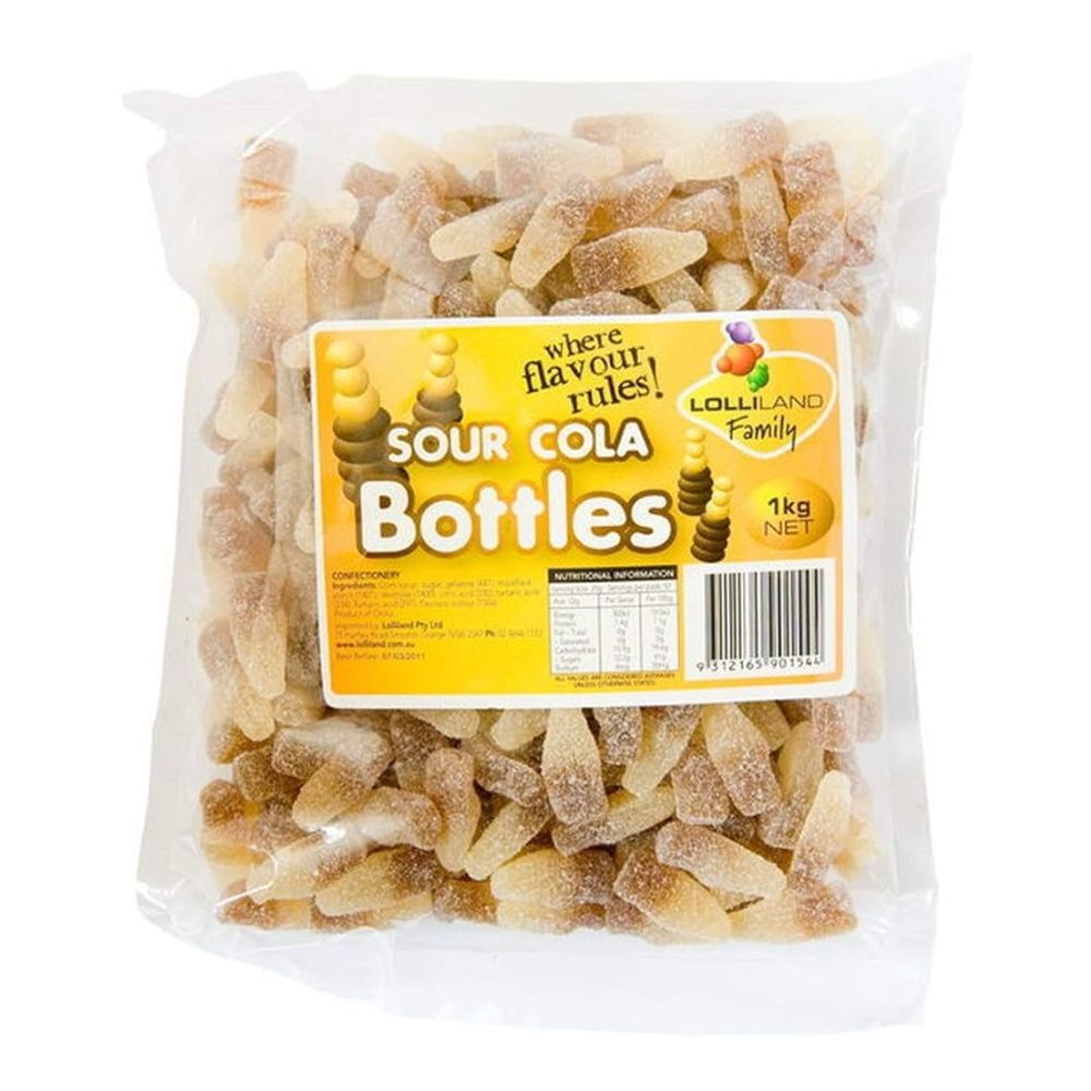 LOLLILAND SOUR COLA BOTTLES 1KG