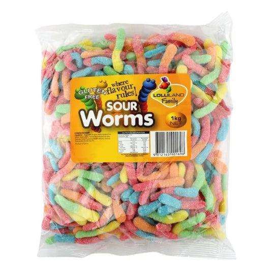 LOLLILAND SOUR GLO WORMS 1KG
