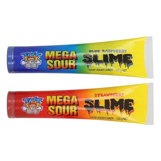 TNT MEGA SOUR SLIME STRAWB, BLUE RASP 120ML