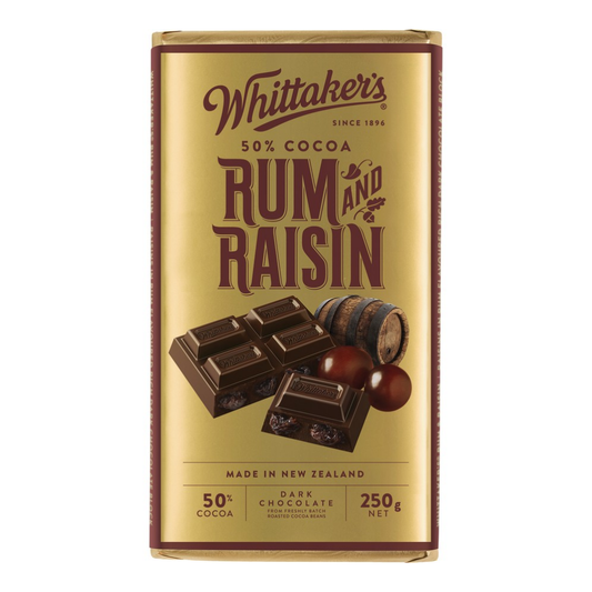 WHITTAKER'S BLOCK RUM & RAISIN 250G